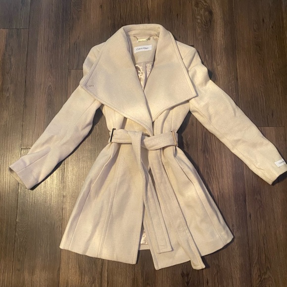 Calvin Klein - Asymmetrical Belted Wrap Coat Created for Macys - Petite XXS - Picture 4 of 16